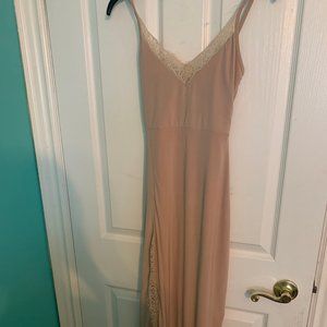 Pretty Little Thing Nude Lace Trim Dress